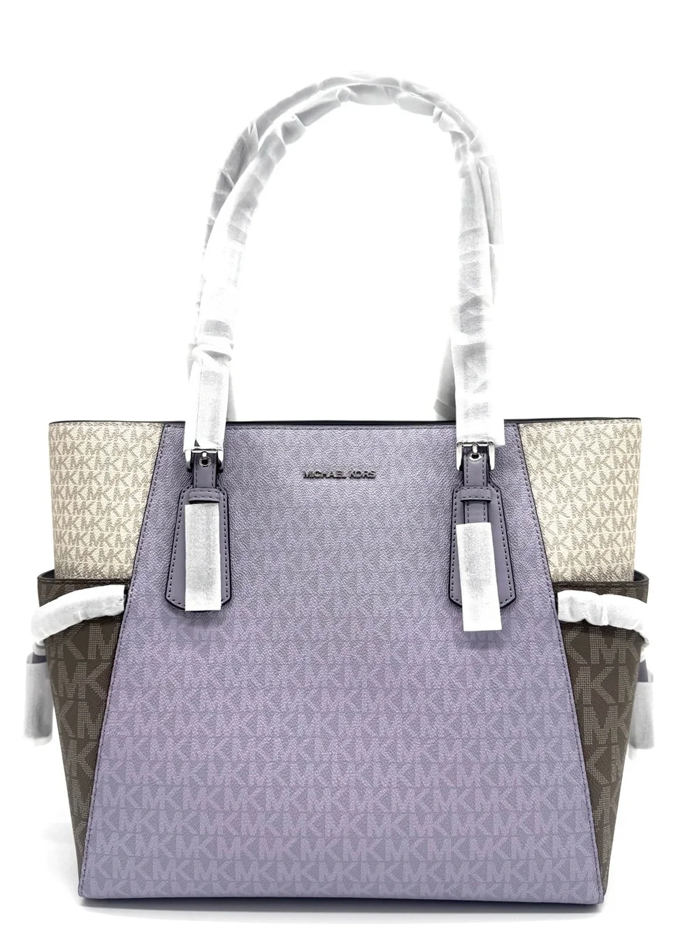 Michael Kors Voyager Large Color-Block Signature Logo Tote Bag-Lilac
